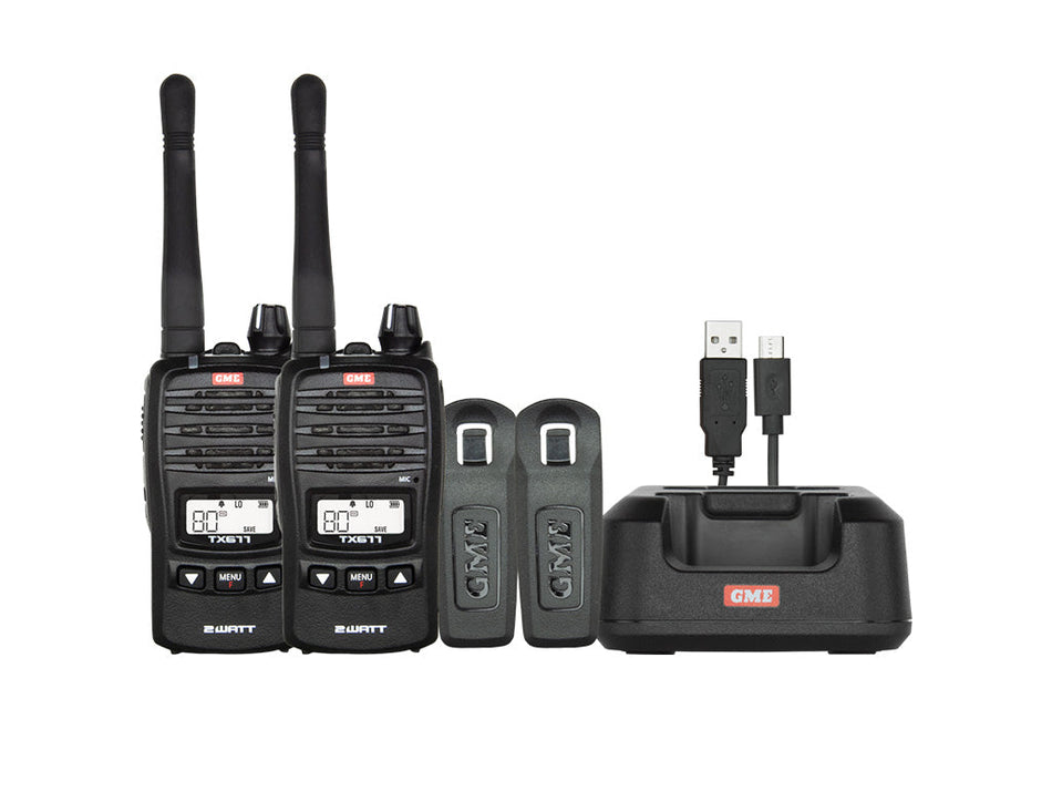 23828 | GME TX677TP 2 Watt UHF CB Handheld Radio - Twin Pack